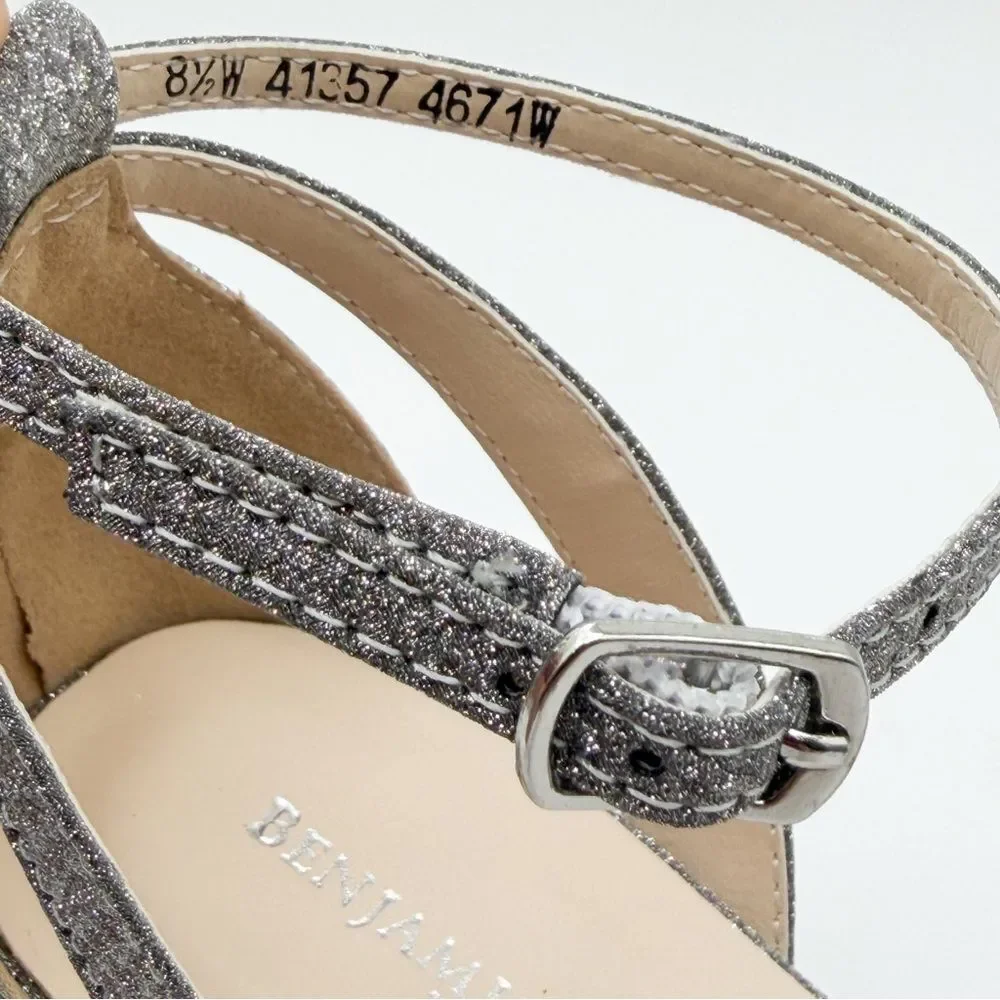 Touch Ups Lilibet Ankle Strap Dress Heeled Sandals Open Toe Silver 8.5 Wide NEW